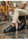 BA0245 Siyah Rugan Paraşüt Detaylı Akıllı Lastik Bağcık Yüksek Taban Günlük Erkek Ayakkabı