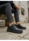 BA0245 Siyah Rugan Paraşüt Detaylı Akıllı Lastik Bağcık Yüksek Taban Günlük Erkek Ayakkabı