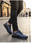 BA0246 Lacivert Gri Parçalı Bağcıklı Yüksek Taban Günlük Erkek Ayakkabı
