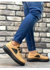 BA0302 Boa Kalın Taban Bağcıksız Tarz Casual Karamel Renk Erkek Ayakkabı