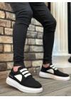 Ba0302 Boa Kalın Taban Bağcıksız Tarz Casual Siyah Beyaz Erkek Ayakkabı Erkek Günlük Ayakkabı
