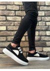 BA0302 Boa Kalın Taban Bağcıksız Tarz Casual Siyah Beyaz Erkek Ayakkabı