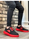 Ba0302 Boa Kalın Taban Bağcıksız Tarz Casual Siyah Kırmızı Erkek Ayakkabı Erkek Günlük Ayakkabı