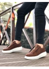 BA0310 BOA Kalın Yüksek Taban Fermuarlı Taba Beyaz Erkek Ayakkabı