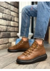 BA0312 Bağcıklı Yüksek Taba Siyah Taban Erkek Tarz Spor Bot