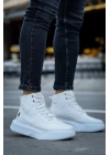 Ba0318 Bağcıklı Erkek Yüksek Taban Beyaz Spor Erkek Bot