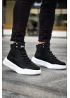 Ba0321 Gizli Bağcıklı Erkek Yüksek Taban Siyah Beyaz Spor Erkek Bot