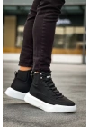 Ba0321 Gizli Bağcıklı Erkek Yüksek Taban Siyah Beyaz Spor Erkek Bot