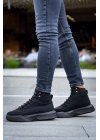 Ba0321 Gizli Bağcıklı Erkek Yüksek Taban Siyah Spor Erkek Bot