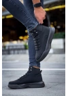 Ba0321 Gizli Bağcıklı Erkek Yüksek Taban Siyah Spor Erkek Bot