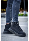 Ba0321 Gizli Bağcıklı Erkek Yüksek Taban Siyah Spor Erkek Bot