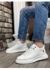 Ba0331 Bağcıklı Erkek Yüksek Taban Beyaz Cilt Erkek Spor Ayakkabı