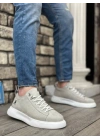 Ba0331 Bağcıklı Erkek Yüksek Taban Gri Süet Beyaz Taban Erkek Spor Ayakkabı