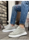 Ba0331 Bağcıklı Erkek Yüksek Taban Gri Süet Beyaz Taban Erkek Spor Ayakkabı