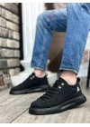 Ba0331 Bağcıklı Erkek Yüksek Taban Siyah Cilt Erkek Spor Ayakkabı