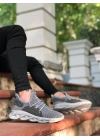 Ba0350 Yüksek Taban Tarz Sneakers Cırt Detaylı Gri Erkek Spor Ayakkabısı Erkek Sneaker Ayakkabı