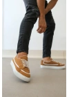 BA0351 BOA Bağcıklı Deri Tozu Günlük Taba Renk Spor Ayakkabı