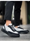 Ba0354 Günlük Bağcıklı Erkek Beyaz Parçalı Siyah Yüksek Taban Erkek Spor Ayakkabı