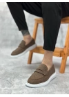 BA0355 Bağcıksız Keten Kahverengi Klasik Corcik Erkek Ayakkabı