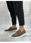 BA0355 Bağcıksız Keten Kahverengi Klasik Corcik Erkek Ayakkabı
