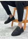 BA0355 Bağcıksız Keten Siyah Taban Klasik Corcik Erkek Ayakkabı