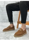 BA0358 BOA Doğal Deri Tozu Bağcıklı Kauçuk El Yapımı Espadril Taban Taba Renk Erkek Ayakkabı