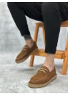 BA0358 BOA Doğal Deri Tozu Bağcıklı Kauçuk El Yapımı Espadril Taban Taba Renk Erkek Ayakkabı