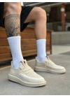 BA0375 Özel Örme Triko Tarz Krem Renk Spor Ayakkabı