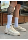 BA0375 Özel Örme Triko Tarz Krem Renk Spor Ayakkabı