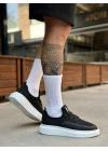 BA0375 Özel Örme Triko Tarz Siyah Renk Spor Ayakkabı