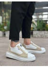 Ba0423 Boa Kalın Yüksek Taban Beyaz Krem Bağcıklı Spor Erkek Ayakkabı Erkek Günlük Ayakkabı