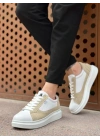 Ba0423 Boa Kalın Yüksek Taban Beyaz Krem Bağcıklı Spor Erkek Ayakkabı Erkek Günlük Ayakkabı