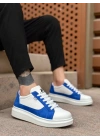 Ba0423 Boa Kalın Yüksek Taban Beyaz Mavi Bağcıklı Spor Erkek Ayakkabı Erkek Günlük Ayakkabı