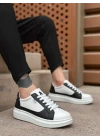 Ba0423 Boa Kalın Yüksek Taban Beyaz Siyah Bağcıklı Spor Erkek Ayakkabı Erkek Günlük Ayakkabı