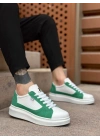 Ba0423 Boa Kalın Yüksek Taban Beyaz Yeşil Bağcıklı Spor Erkek Ayakkabı Erkek Günlük Ayakkabı