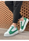 Ba0423 Boa Kalın Yüksek Taban Beyaz Yeşil Bağcıklı Spor Erkek Ayakkabı Erkek Günlük Ayakkabı