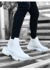 Ba0444 Bağcıksız Rahat Yüksek Taban Beyaz Erkek Spor Yarım Bilek Erkek Bot