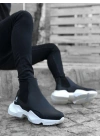 Ba0444 Bağcıksız Rahat Yüksek Taban Siyah Beyaz Taban Erkek Spor Yarım Bilek Erkek Bot