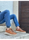 BA0505 Çengel Bağcıklı Taba Renk Yüksek Tabanlı Günlük Ayakkabı