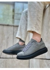 Ba0547 Boa Kalın Yüksek Taban Gri Siyah Süet Bağcıklı Spor Erkek Ayakkabı Erkek Günlük Ayakkabı
