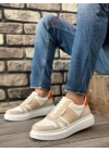 Ba0548 Boa Kalın Yüksek Krem Beyaz Taban Beyaz Bağcıklı Spor Erkek Ayakkabı Erkek Günlük Ayakkabı