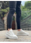 BA0548 BOA Kalın Yüksek Taban Beyaz Bağcıklı Spor Erkek Ayakkabı