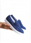 BA0580 Bağcıksız Kuşaklı Yüksek Taban Lacivert Süet Erkek Ayakkabı