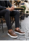 BA0580 Bağcıksız Kuşaklı Yüksek Taban Taba Cilt Erkek Ayakkabı