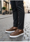 BA0580 Bağcıksız Kuşaklı Yüksek Taban Taba Cilt Erkek Ayakkabı