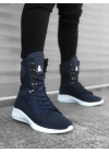 BA0600 Bağcıklı Lacivert Yüksek Taban Boksör Unisex Spor Postal Bot