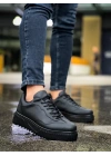 Ba0802 Boa Siyah Renk Siyah Yüksek Taban Erkek Erkek Günlük Ayakkabı