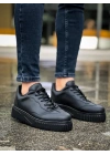 Ba0802 Boa Siyah Renk Siyah Yüksek Taban Erkek Erkek Günlük Ayakkabı