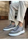 Ba0911 Özel Örme Triko Deri Tozu Detaylı Gri Günlük Spor Ayakkabı Erkek Günlük Ayakkabı