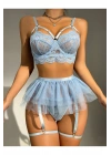 Bebe Mavi Bel Tüllü Kadın Seksi Fantezi Jartiyer Takım 2059